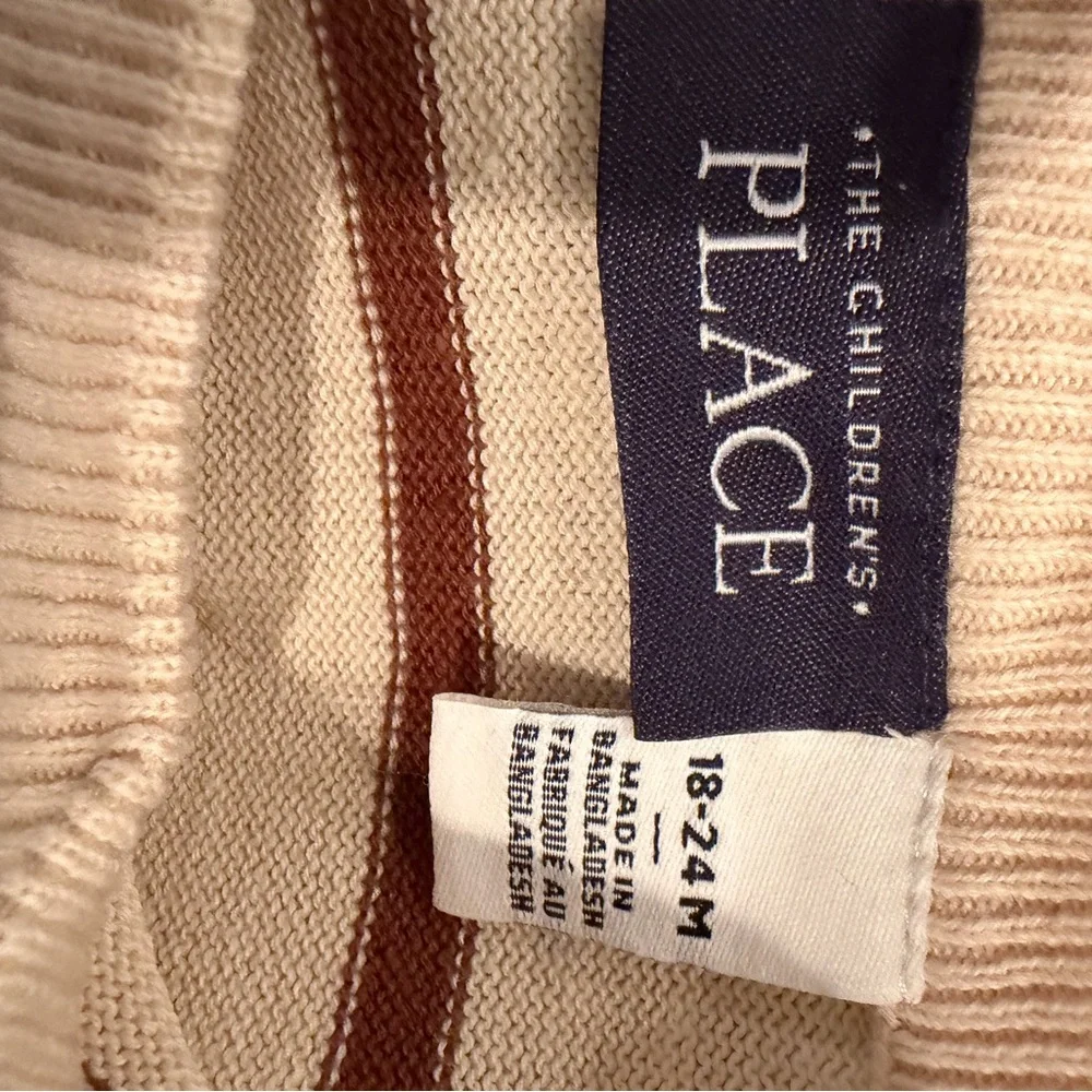 The Children's Place Cream Sweater with Brown Stripe